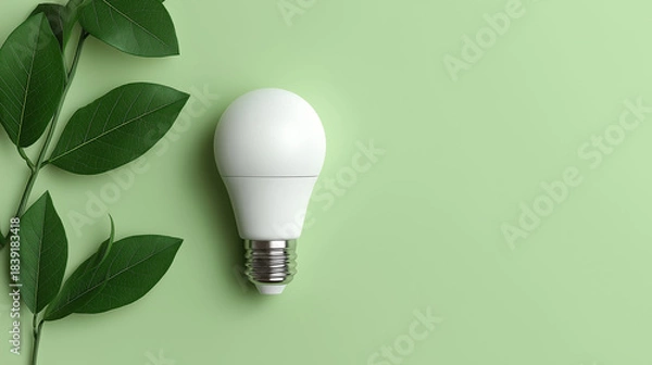 Obraz Green Crumpled Paper Lightbulb Concept | Eco Innovation and Sustainable Business Idea