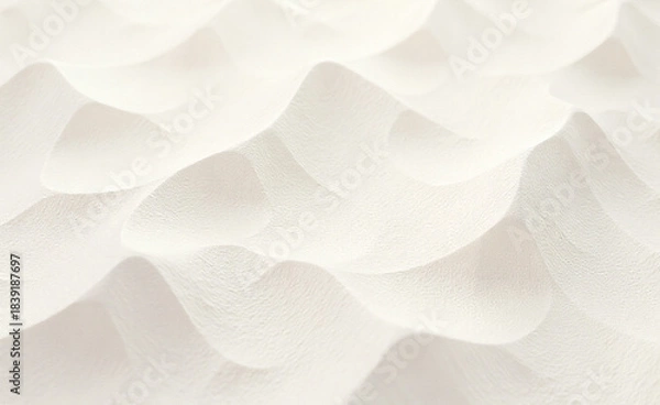 Fototapeta White abstract wavy surface with soft flowing texture resembling smooth sculpted layers.