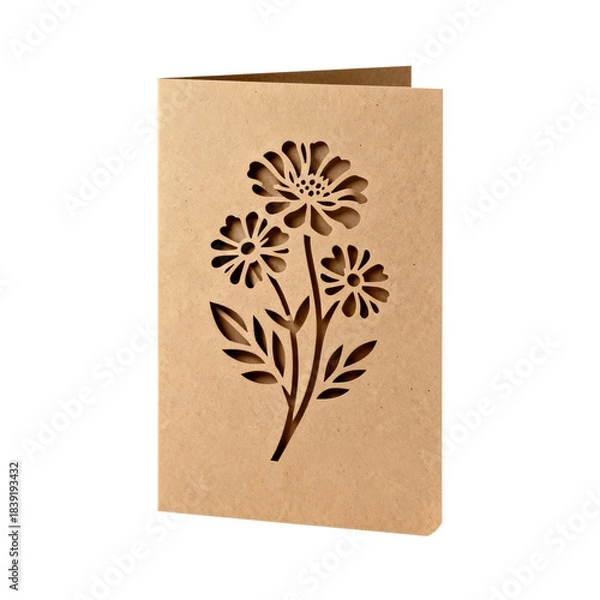Obraz Pressed Flower Card Isolated on White - Unique Floral Design