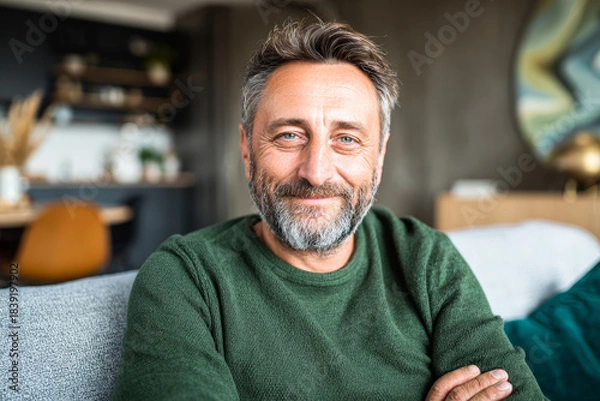 Obraz senior man sitting on sofa