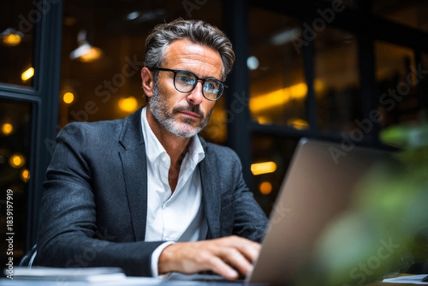 Obraz businessman working on laptop