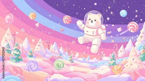 Fototapeta polar bear and moon