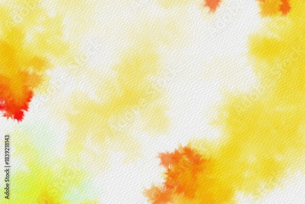 Fototapeta Bright yellow and orange watercolor background with soft abstract texture and warm tones.