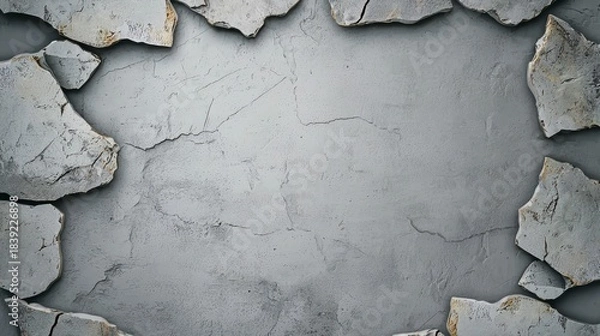 Obraz Grey Cracked Stone Texture Background with Irregular Pieces