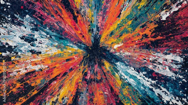 Obraz Colorful Splatter Abstract Art on Black Background