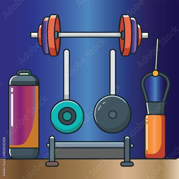 Fototapeta Isolated heavy iron dumbbell and weights on a white background for strength training and fitness