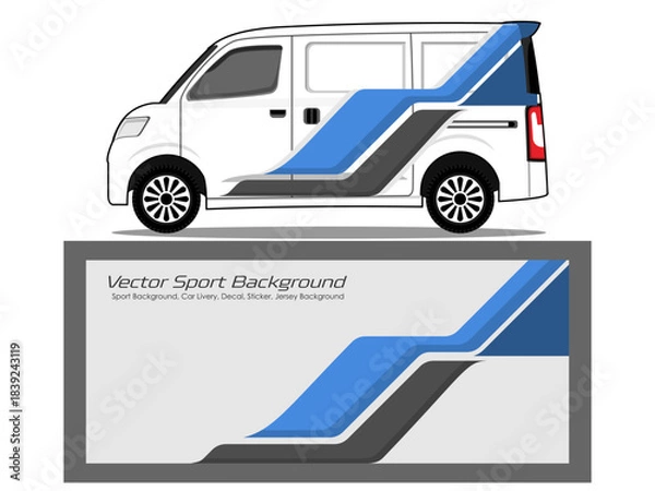 Fototapeta van livery design vector. Graphic abstract stripe racing background designs for wrap in blue color combination EPS 10