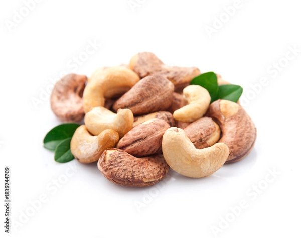 Obraz Roasted cashew with leaves