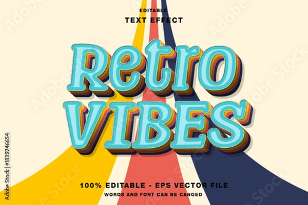 Obraz Retro Vibes 3D Editable Text Effect Template Premium Vector