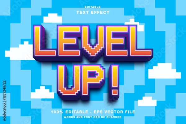 Obraz Level Up Pixel Art Text Effect Editable
