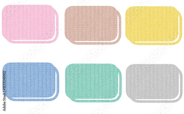 Fototapeta ニットテクスチャの四角いタイトルフレームセット