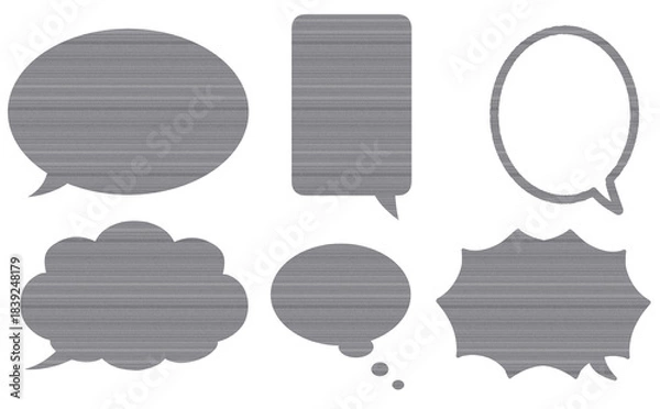 Fototapeta グレーの木目テクスチャのフキダシセット