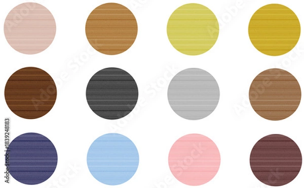 Fototapeta 木目テクスチャのカラフルな丸セット