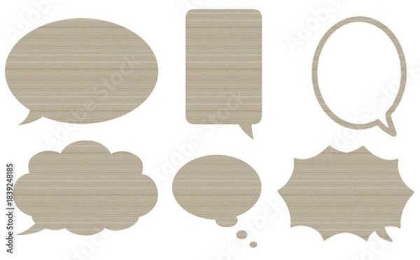 Fototapeta 茶系の木目テクスチャのフキダシセット