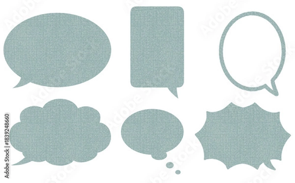 Fototapeta 寒色系布テクスチャのフキダシセット