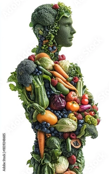 Obraz Human figure made entirely of fresh vegetables and fruits