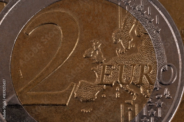 Obraz Pièce de deux euros en macro