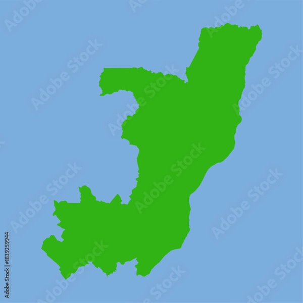 Fototapeta Green silhouette map of the Republic of the Congo in a simple flat vector style with clear country shape and region outlines
