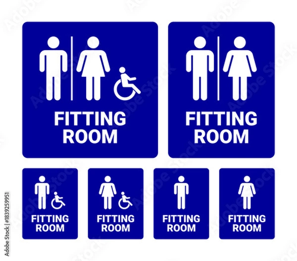 Obraz Fitting room sign collection vector illustration