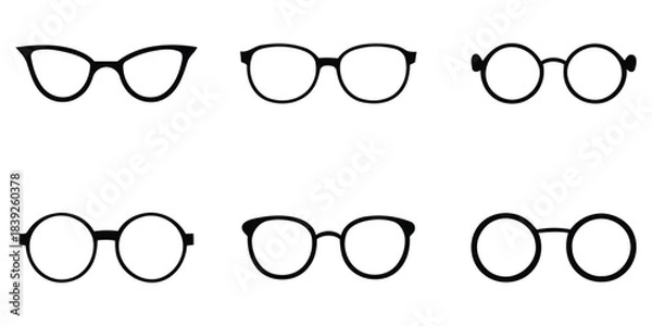 Fototapeta Set of different eyeglass frame styles icons