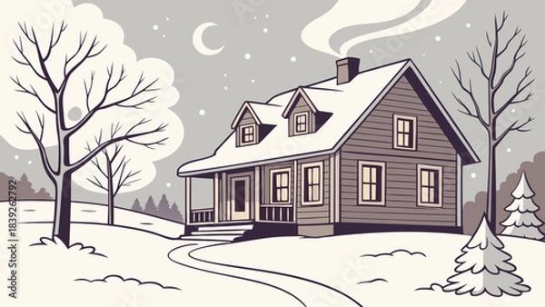 Obraz winter landscape with house