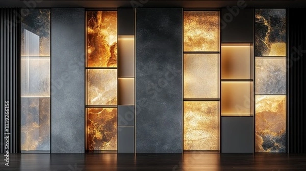 Obraz Wall paneling featuring various textures and illumination
