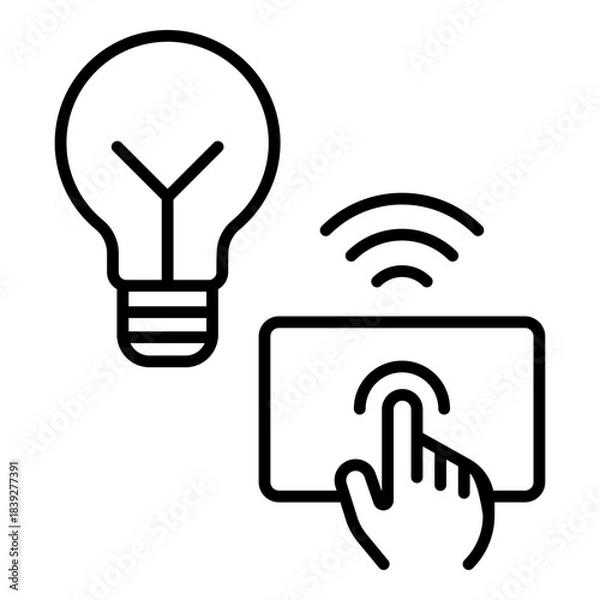 Obraz Smart Light Bulb Icon. Vector Line Icon