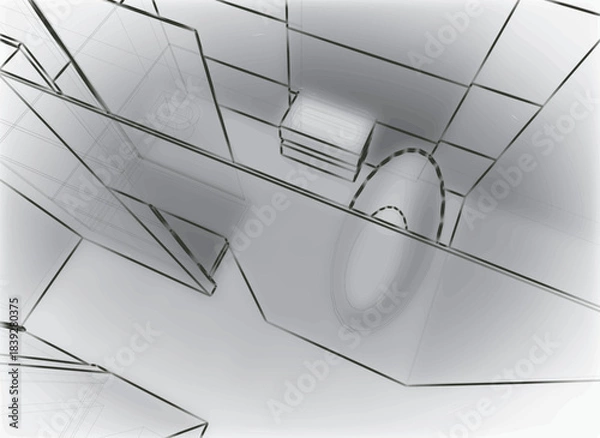 Obraz Converging skyscraper outlines in a grey cityscape