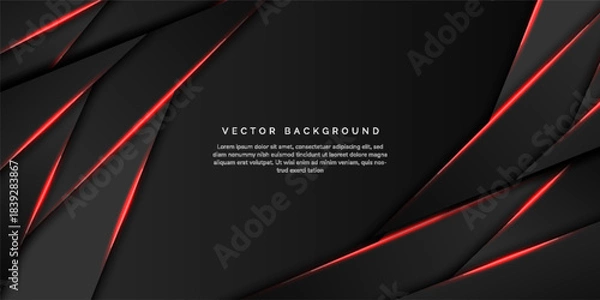 Obraz abstract metallic red black frame layout modern tech design template background
