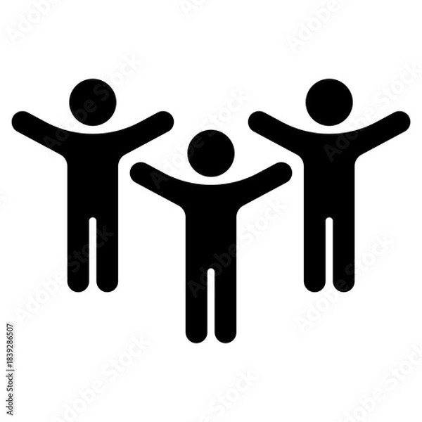 Obraz Group of 3 people. Simple black vector icon