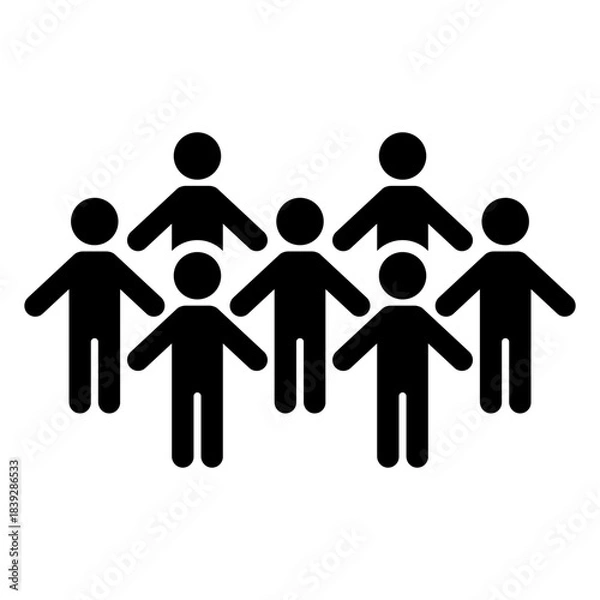 Obraz Group of 7 people. Simple black vector icon