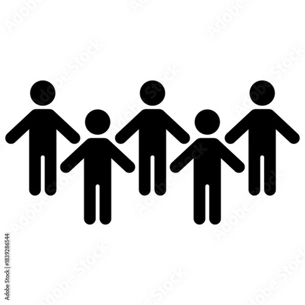 Obraz Group of 5 people. Simple black vector icon
