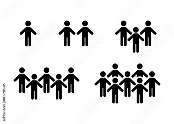 Obraz People group icon set. Stickman icons. Simple black vector icon set. 