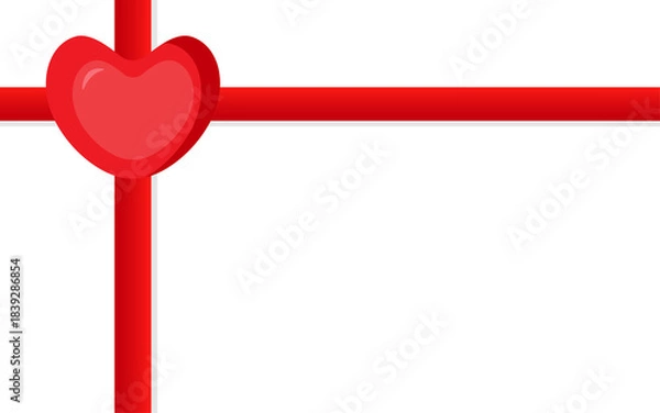 Fototapeta Heart with red ribbon on transparent background