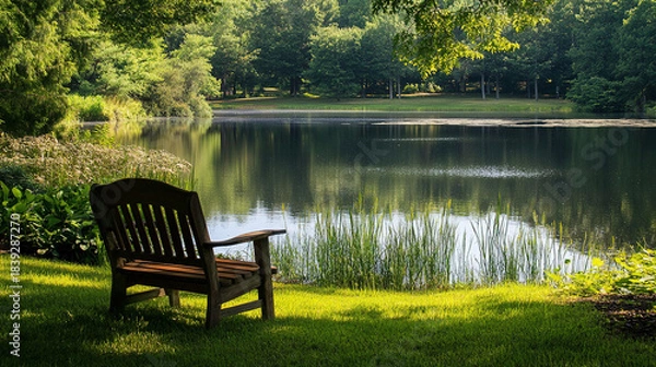 Fototapeta The peaceful sounds of nature surround you as you sit by the lake. What activities do you enjoy most in such a tranquil setting, away from the busyness of life?