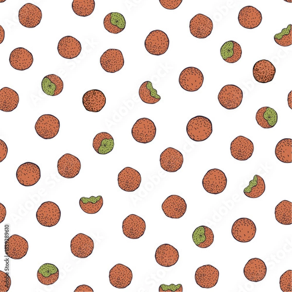 Fototapeta  Hand-drawn falafel balls. Vector  seamless pattern.