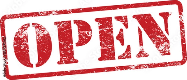 Obraz Open Red Grunge Rubber Stamp