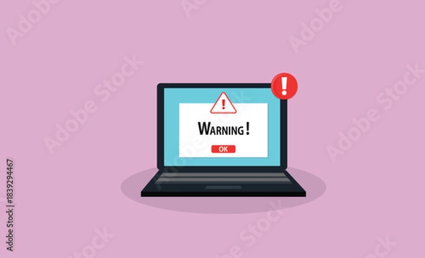 Obraz Warning.Spamming attack. Email fraud alert concept. stock illustration
