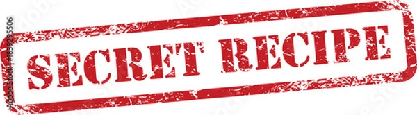 Obraz Secret Recipe Red Grunge Text Stamp in Rectangular Border