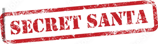Obraz Secret Santa Red Grunge Text Stamp in Rectangular Border