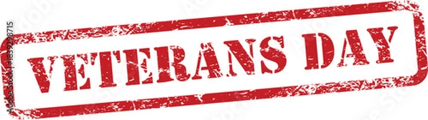 Obraz Veterans Day Red Grunge Text Stamp in Rectangular Border