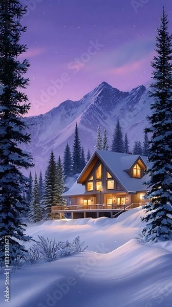 Fototapeta winter landscape with house