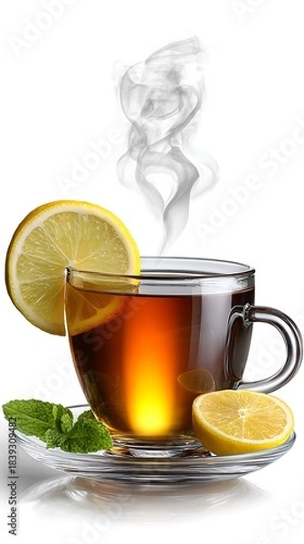 Fototapeta tea with lemon