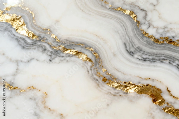 Obraz Luxury Marble Texture, Gold Accents, Elegant Design Element