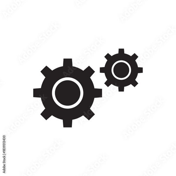 Fototapeta Gear and cogwheel icon. Settings configuration symbol, team cooperation, and industrial mechanism vector.