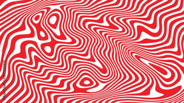 Obraz Mesmerizing red and white warped stripes creating a psychedelic optical illusion pattern