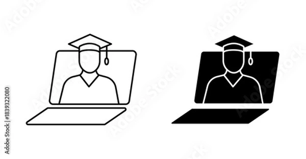Obraz Laptop with Graduate Cap Icon, Online Education