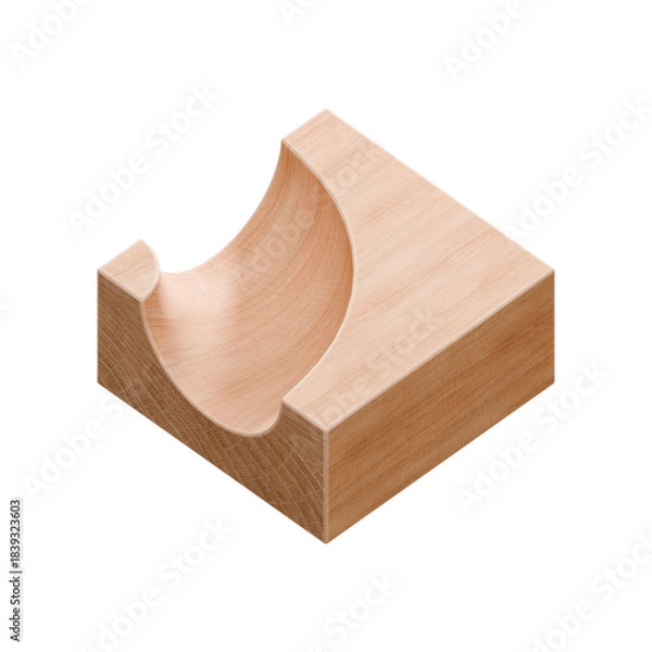 Fototapeta Wooden marble run track. Wooden marble race block. 3d rendering