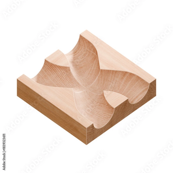 Fototapeta Wooden marble run track. Wooden marble race block. 3d rendering