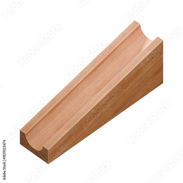 Fototapeta Wooden marble run track. Wooden marble race block. 3d rendering